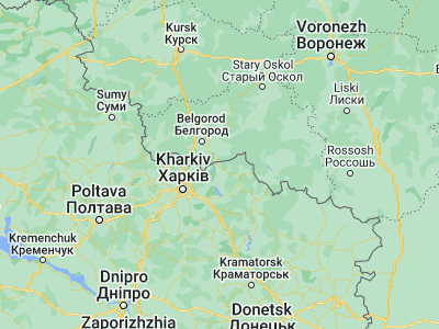 Map showing location of Vovchans’k (50.29078, 36.94108)