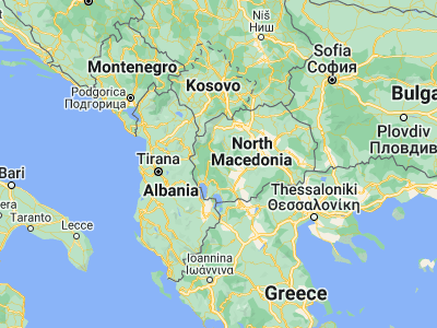 Map showing location of Vraneštica (41.44528, 21.02667)
