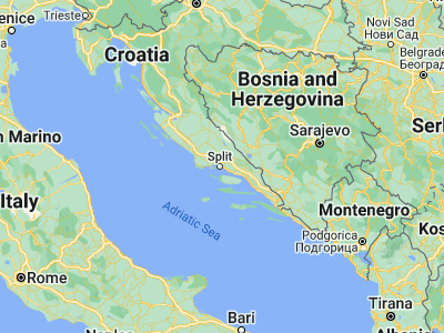 Map showing location of Vranjic (43.53333, 16.46667)