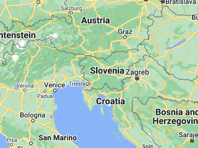 Map showing location of Vrhnika (45.96611, 14.29556)