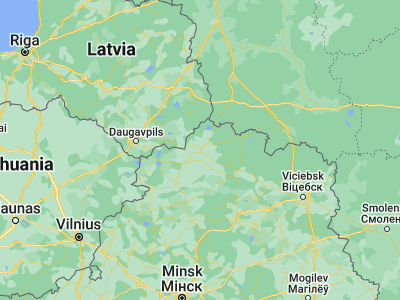 Map showing location of Vyerkhnyadzvinsk (55.7777, 27.9389)