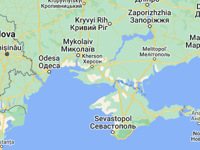 Map showing location of Vynohradove (46.36957, 32.9398)