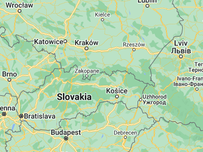 Map showing location of Vyšné Ružbachy (49.30387, 20.56558)