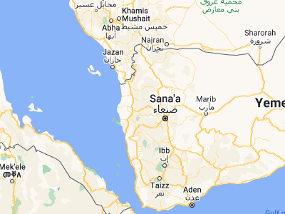 Map showing location of Waḑarah (15.71073, 43.48321)