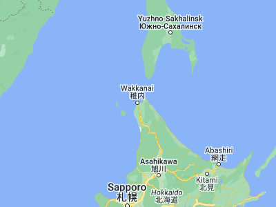 Map showing location of Wakkanai (45.40944, 141.67389)