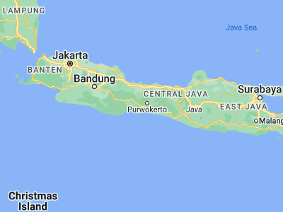 Map showing location of Wangon (-7.51611, 109.05389)