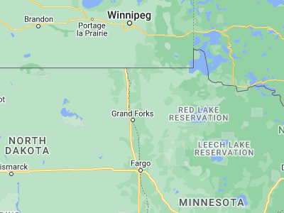 Map showing location of Warren (48.19664, -96.77284)