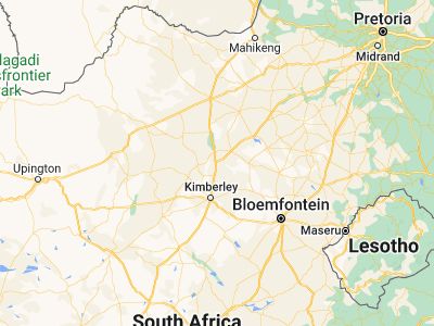 Map showing location of Warrenton (-28.11396, 24.84753)