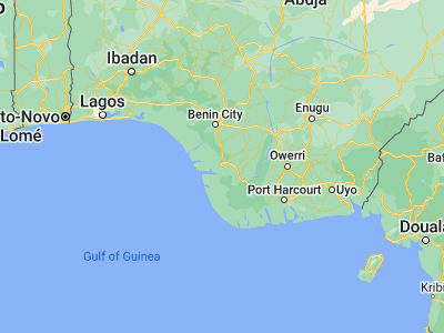 Map showing location of Warri (5.51667, 5.75)