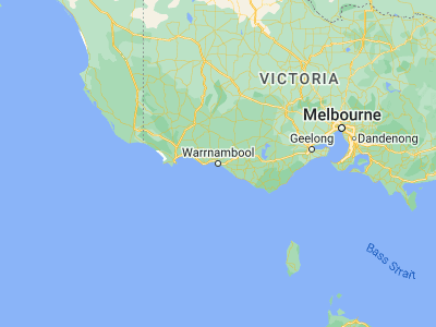 Map showing location of Warrnambool (-38.38176, 142.48799)