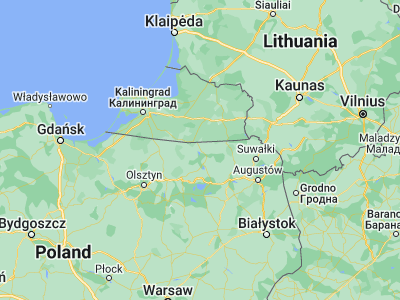 Map showing location of Węgorzewo (54.21567, 21.7372)
