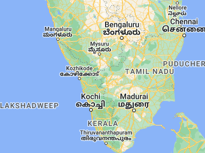 Map showing location of Wellington (11.36667, 76.8)