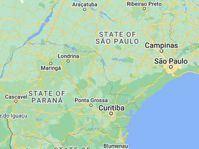 Map showing location of Wenceslau Braz (-23.87389, -49.80278)