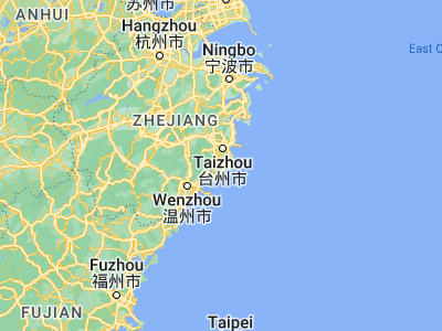 Map showing location of Wenling (28.37161, 121.36974)