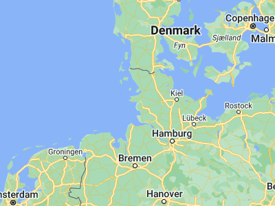 Map showing location of Wesselburenerkoog (54.25, 8.88333)