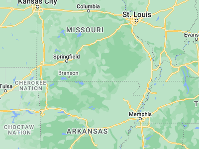 Map showing location of West Plains (36.72812, -91.85237)