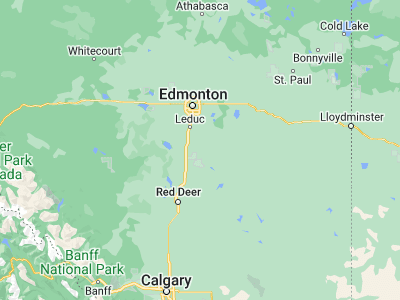 Map showing location of Wetaskiwin (52.96683, -113.36869)