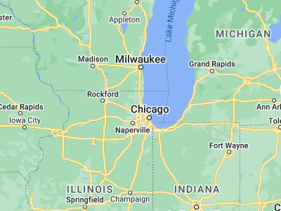 Map showing location of Wheeling (42.13919, -87.92896)