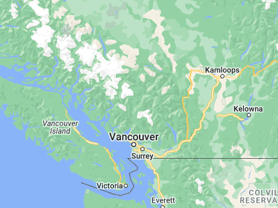 Map showing location of Whistler (50.1164, -122.96946)