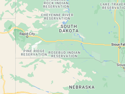 Map showing location of White River (43.56805, -100.74542)
