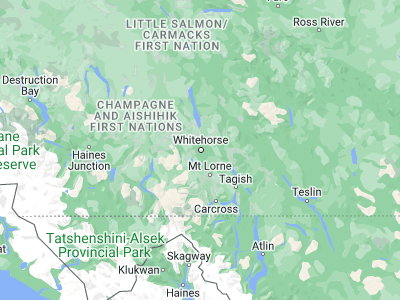 Map showing location of Whitehorse (60.71611, -135.05375)