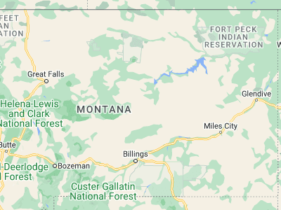 Map showing location of Winnett (47.00276, -108.35207)