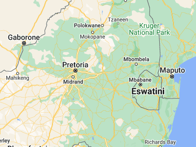 Map showing location of Witbank (-25.87133, 29.23323)