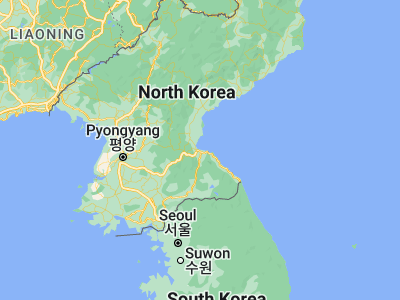 Map showing location of Wŏnsan (39.15278, 127.44361)