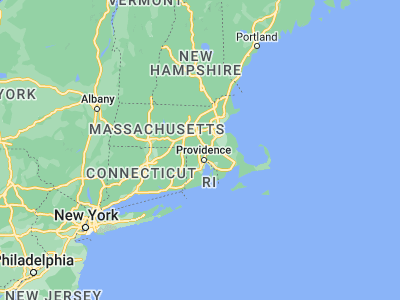 Map showing location of Woonsocket (42.00288, -71.51478)