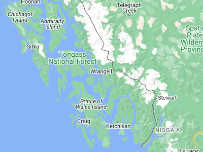 Map showing location of Wrangell (56.47083, -132.37667)