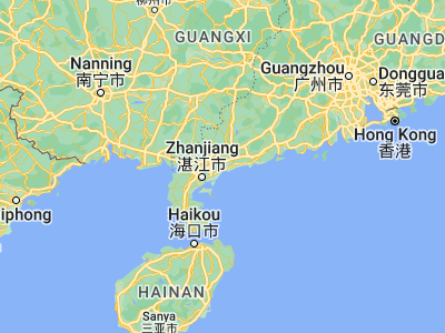 Map showing location of Wuchuan (21.45713, 110.76591)