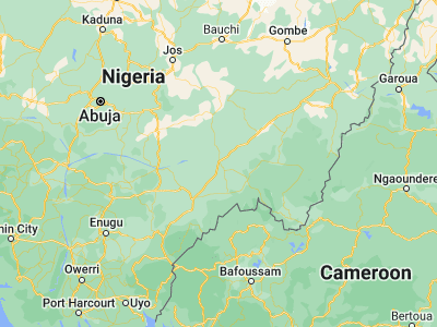 Map showing location of Wukari (7.85, 9.78333)