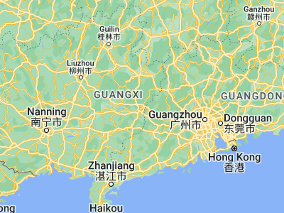 Map showing location of Wuzhou (23.48333, 111.31667)