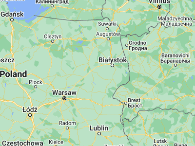 Map showing location of Wysokie Mazowieckie (52.91661, 22.51712)