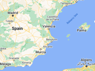 Map showing location of Xàtiva (38.98333, -0.51667)