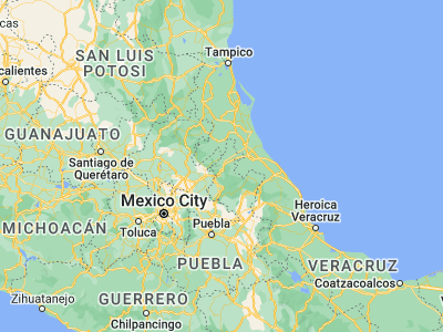 Map showing location of Xicotepec de Juárez (20.3, -97.96667)