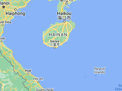 Map showing location of Xincun (18.41612, 109.96396)