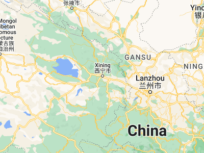 Map showing location of Xining (36.61667, 101.76667)