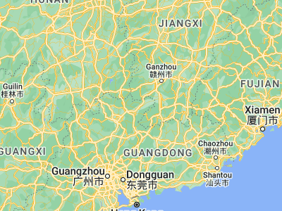 Map showing location of Xiongzhou (25.11667, 114.3)