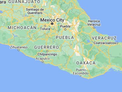 Map showing location of Xochihuehuetlán (17.90513, -98.48837)