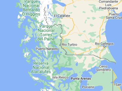 Map showing location of Yacimiento Río Turbio (-51.57321, -72.3508)