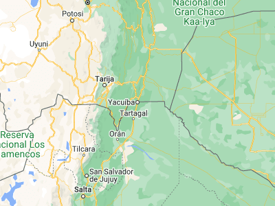 Map showing location of Yacuiba (-22.03799, -63.67968)