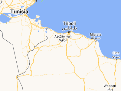 Map showing location of Yafran (32.06329, 12.52859)