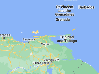 Map showing location of Yaguaraparo (10.56916, -62.82693)