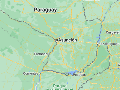 Map showing location of Yaguarón (-25.6, -57.3)