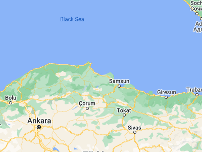 Map showing location of Yakakent (41.6325, 35.52889)