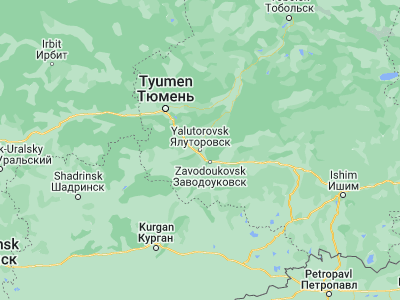 Map showing location of Yalutorovsk (56.65358, 66.30058)