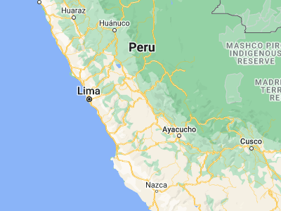 Map showing location of Yanacancha (-12.2, -75.41667)