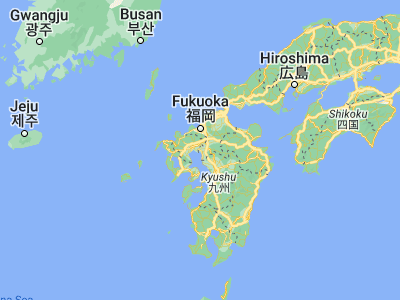 Map showing location of Yanagawa (33.16667, 130.4)