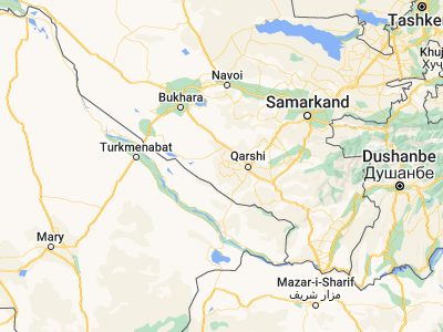 Map showing location of Yangi Mirishkor (38.85143, 65.27789)